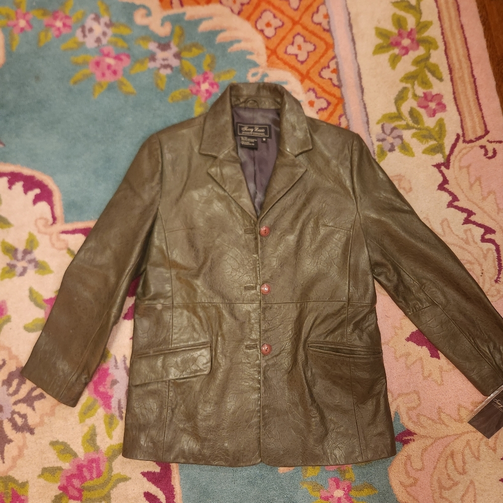 Vintage Green Snakeskin Leather Blazer - Picture 5 of 7